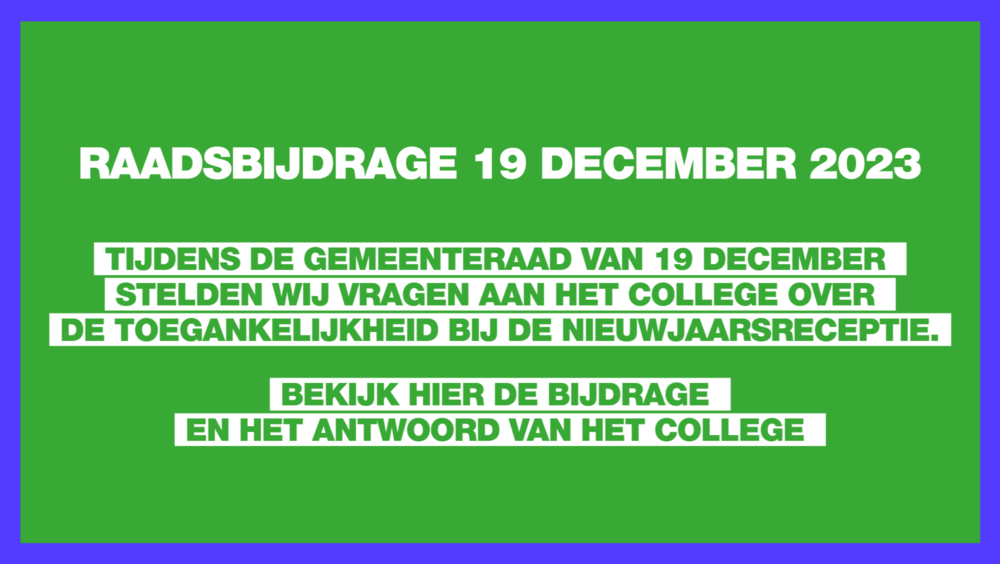 Groen vlak met blauwe omlijsting. In het groene vlak staat beschreven wat er in het filmpje staat