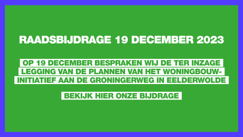 Groen vlak met blauwe omlijsting. In het groene vlak staat beschreven wat er in het filmpje staat