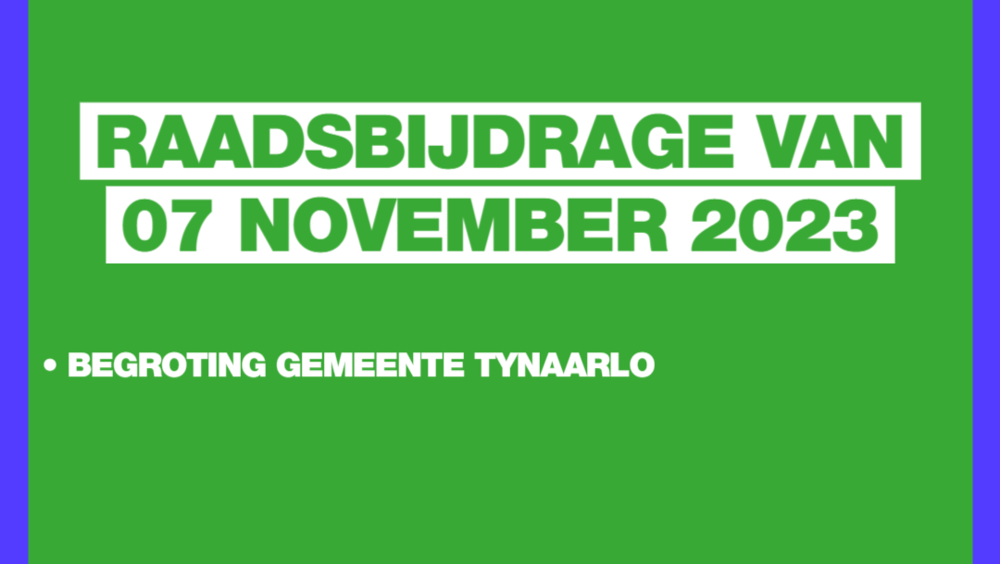 Raadsbijdrage van 07 november 2023
