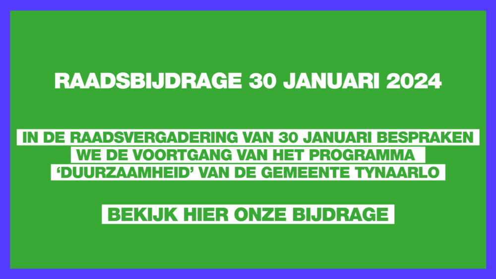 Raadsbijdrage 30 januari 2024