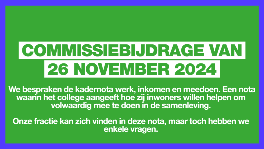 Commissiebijdrage van 26 november 2024