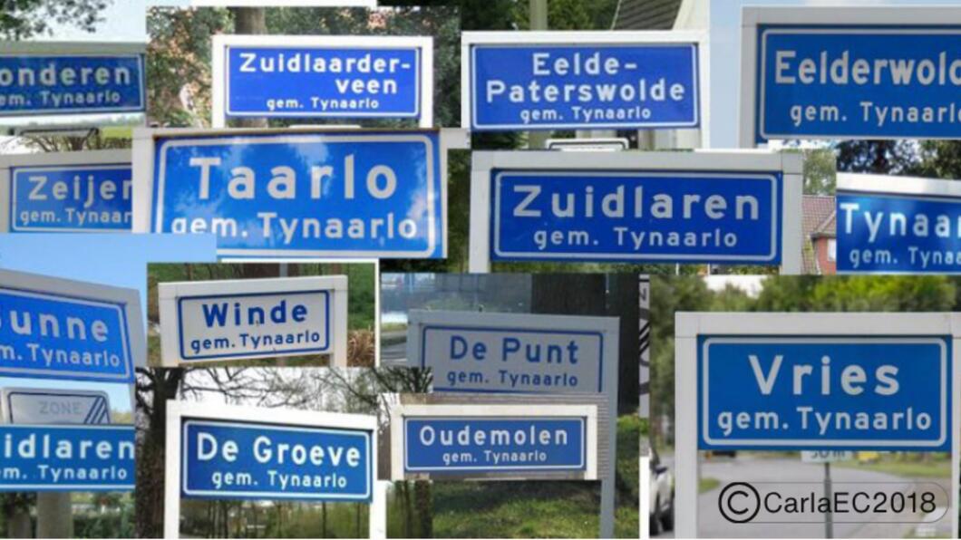 Alle plaatsnaamborden van de gemeente Tynaarlo op de foto
