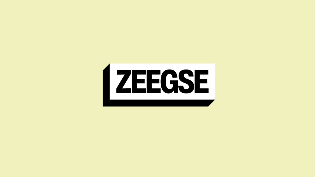 Gele achtergrond met daarop de plaatsnaam 'Zeegse'