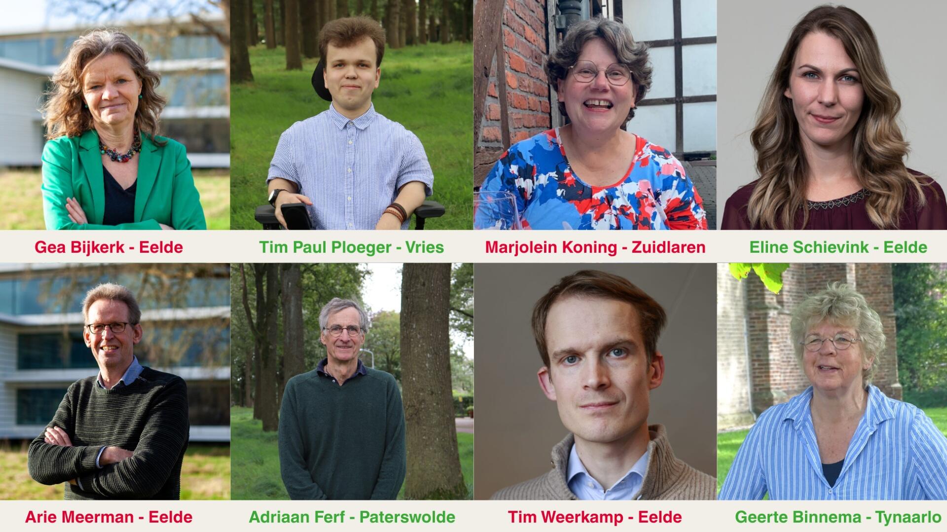 De kandidaten van GroenLinks Tynaarlo voor de gemeenteraadsverkiezingen